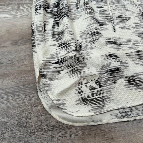 Vince Silk Sleeveless Midi Dress Black White Abstract Print Drawstring Waist XS - Picture 4 of 7